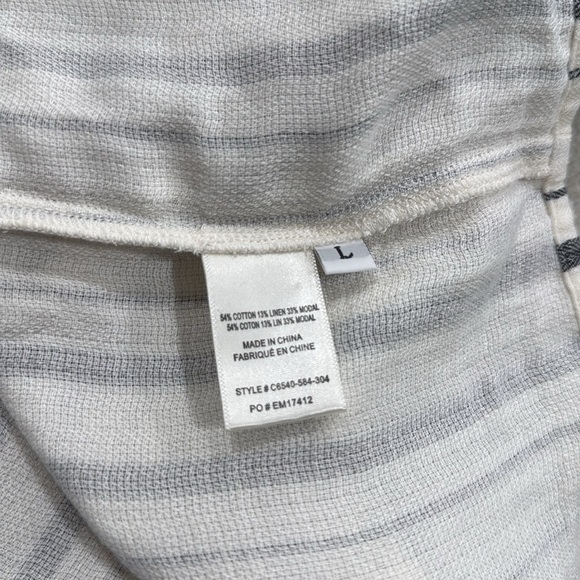 Cloth & Stone Ivory Gray Anthropologie Striped Cold Shoulder Tunic Dress Large - Picture 8 of 8